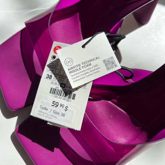 Zara vinyl fuschia purple sandals with square toe - Picture 3 of 4